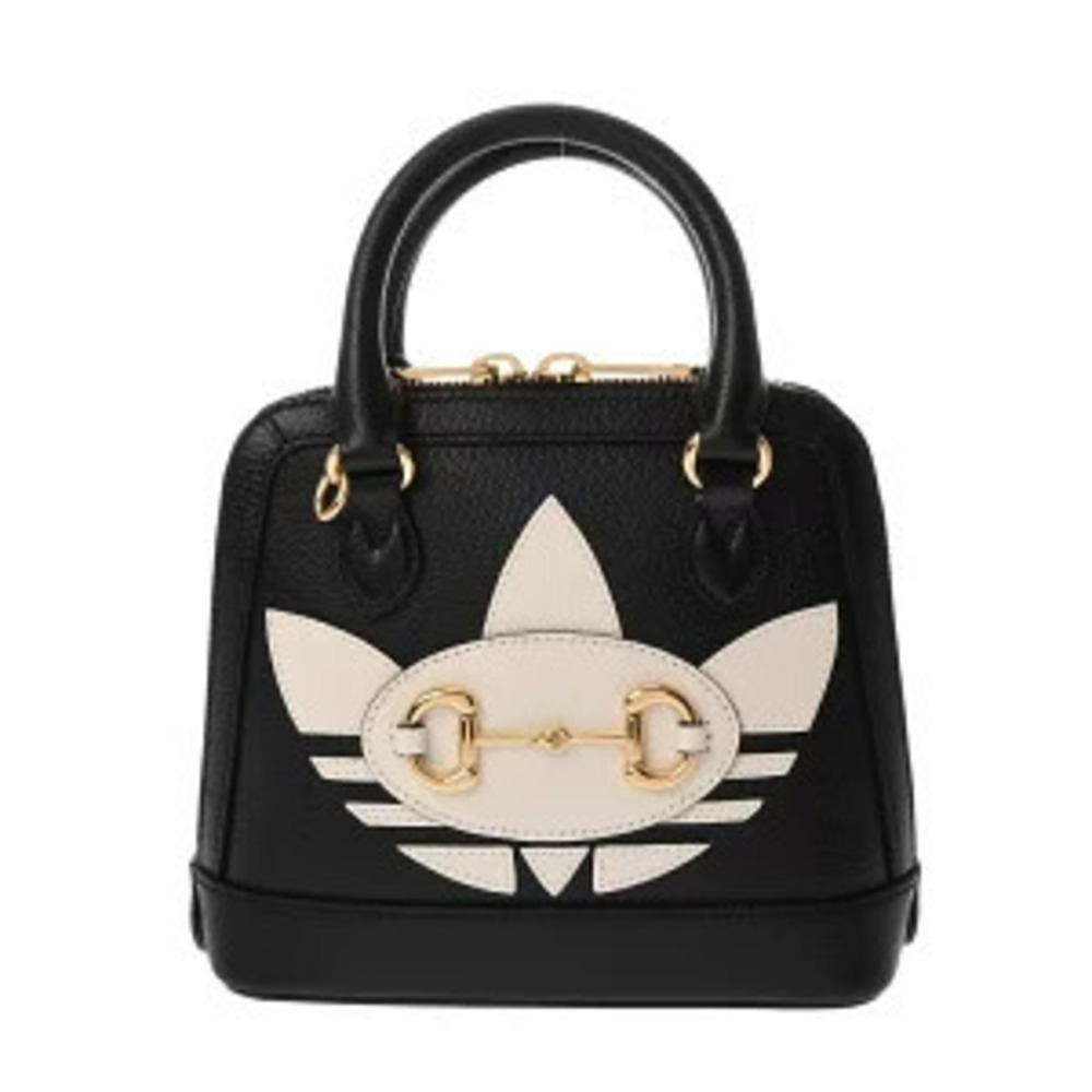 Gucci Horsebit x adidas Top Handle Bag Black White Leather Handbag